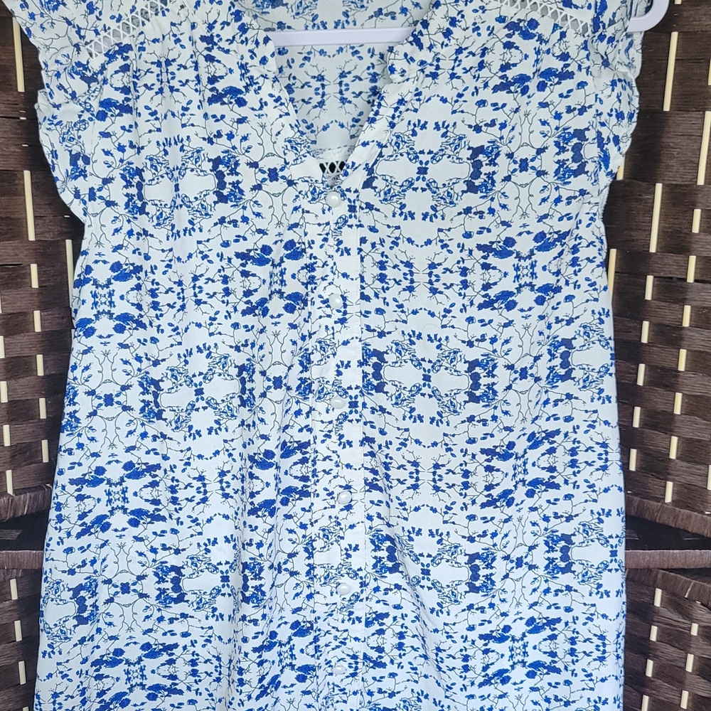 Floral Blue and White Dress